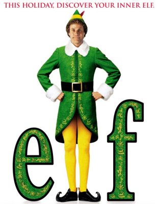 Poster of Buddy the 'elf' (William Ferrell) from the movie Elf but hes not rilly a Elf.